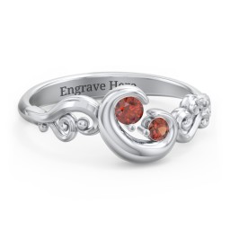 "Cradle of Love" Ring in 925 Sterling Silver with Garnet