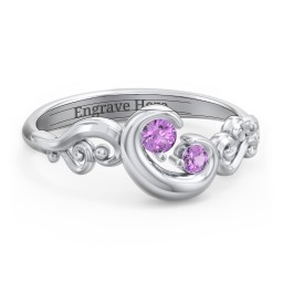 "Cradle of Love" Ring in 925 Sterling Silver with Amethyst