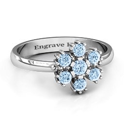 Flower Power Ring in 925 Sterling Silver with Aquamarine