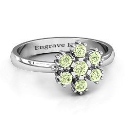 Flower Power Ring in 925 Sterling Silver with Peridot