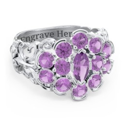 Bunches of Love Ring in 925 Sterling Silver with Amethyst