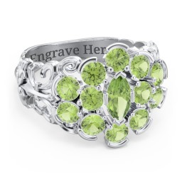 Bunches of Love Ring in 925 Sterling Silver with Peridot
