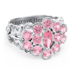 Bunches of Love Ring in 925 Sterling Silver with Pink Tourmaline