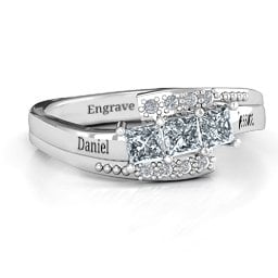 Triple Princess Stone Ring with Accents