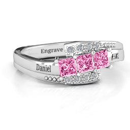 Triple Princess Stone Ring with Accents