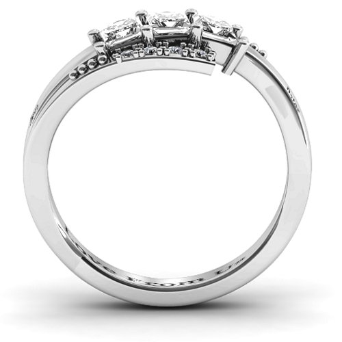 Triple Princess Stone Ring with Accents