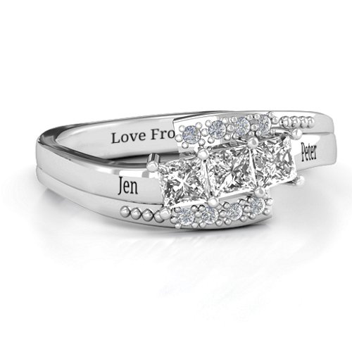 Triple Princess Stone Ring with Accents