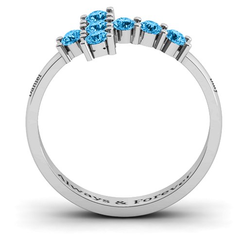 I Believe' Side Cross Ring – Sterling Silver with Blue Topaz