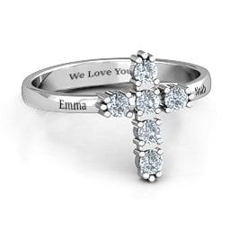 The Cross Ring in 925 Sterling Silver with Cubic Zirconia