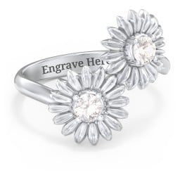 Sunflower Birthstone Bypass Ring