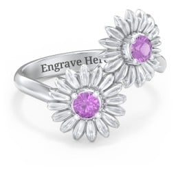 Sunflower Birthstone Bypass Ring