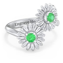 Sunflower Birthstone Bypass Ring