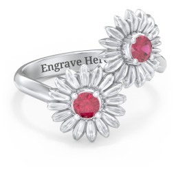 Sunflower Birthstone Bypass Ring