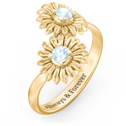 Sunflower Birthstone Bypass Ring