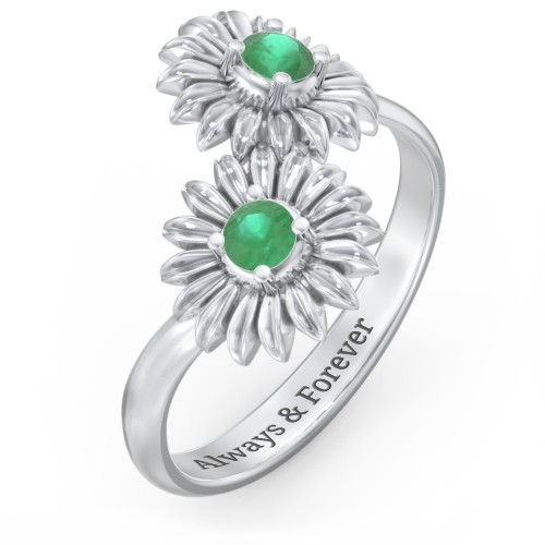 Sunflower Birthstone Bypass Ring