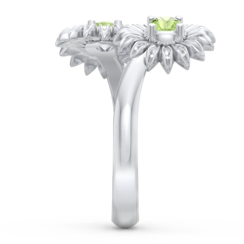 Sunflower Birthstone Bypass Ring