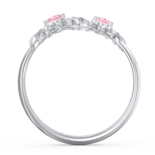 Sunflower Birthstone Bypass Ring – Sterling Silver with Pink Tourmaline