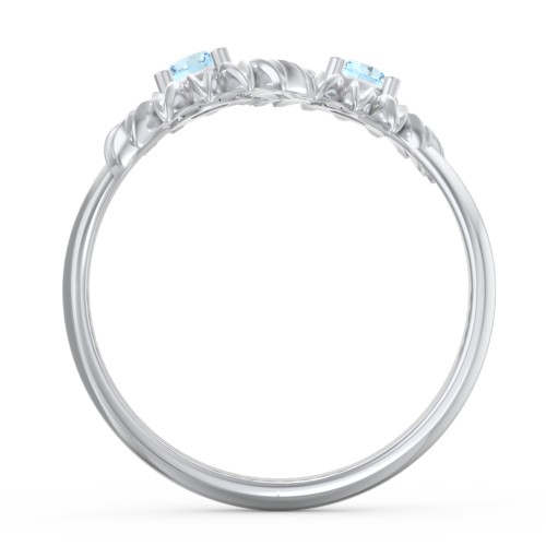 Sunflower Birthstone Bypass Ring – Sterling Silver with Blue Topaz