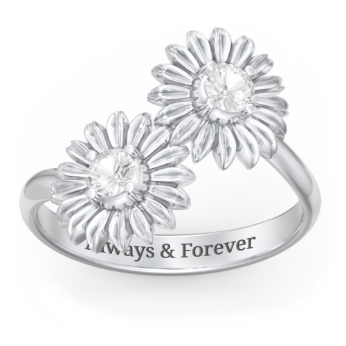 Sunflower Birthstone Bypass Ring