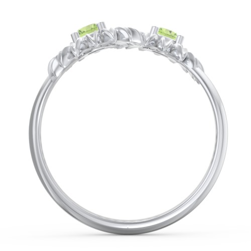 Sunflower Birthstone Bypass Ring – Sterling Silver with Peridot
