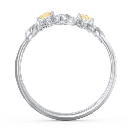 Sunflower Birthstone Bypass Ring – Sterling Silver with Citrine