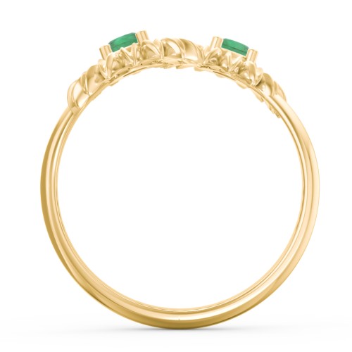 Sunflower Birthstone Bypass Ring – 10K Yellow Gold with Emerald