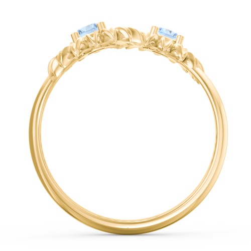 Sunflower Birthstone Bypass Ring – 10K Yellow Gold with Blue Topaz