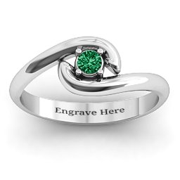 Embrace Ring in 925 Sterling Silver with Emerald