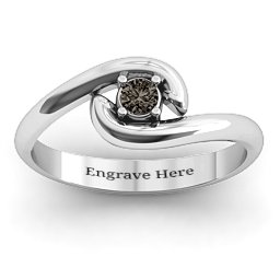 Embrace Ring in 925 Sterling Silver with Smokey Quartz