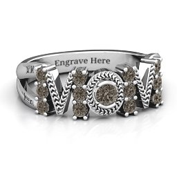 Split Shank Stone Filled MOM Ring