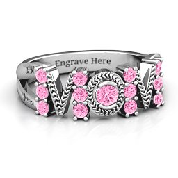 Split Shank Stone Filled MOM Ring