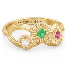 Endless Spring Infinity Ring in 10K Solid Yellow Gold with Emerald, Ruby, and Cubic Zirconia