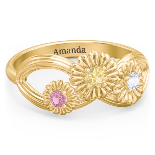 Endless Spring Infinity Ring – 10K Yellow Gold with Citrine, Pink Tourmaline, and Lavender Premium Zirconia