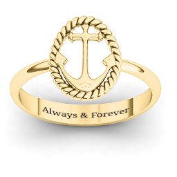 Anchor Ring in 10K Solid Yellow Gold