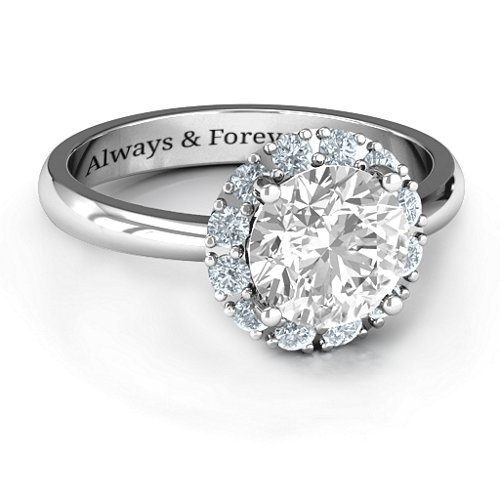 Victoria Single Halo Ring – Sterling Silver with White Premium Zirconia and Cubic Zirconia