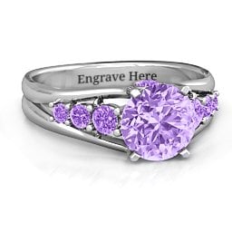 Radiant Love Ring with Collar Gems in 925 Sterling Silver