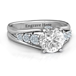 Radiant Love Ring with Collar Gems in 925 Sterling Silver