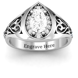Aphrodite Ring with Side Gems in 925 Sterling Silver with White Premium Zirconia and Cubic Zirconia