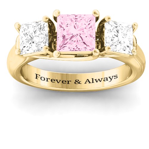 Grand Princess Ring – 10K Yellow Gold with Fancy Pink Premium Zirconia and White Premium Zirconia