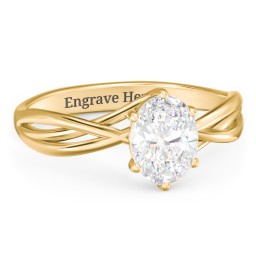 Passion Twist Ring in 10K Solid Yellow Gold with White Premium Zirconia