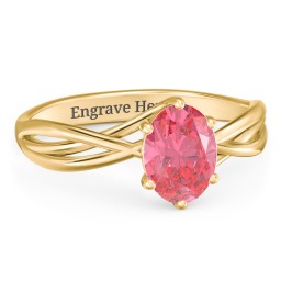 Passion Twist Ring in 14K Solid Yellow Gold with Fancy Pink Premium Zirconia