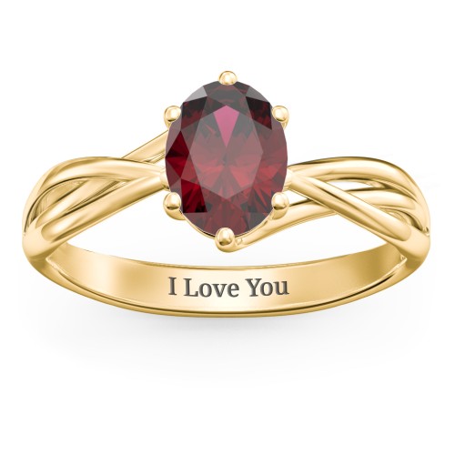 Passion Twist Ring – 18K Gold Plated Silver with Red Premium Zirconia