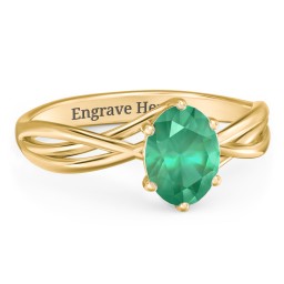 Passion Twist Ring in 18K Gold Plated Silver with Emerald
