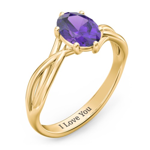 Passion Twist Ring – 18K Gold Plated Silver with Amethyst