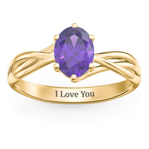 Passion Twist Ring – 18K Gold Plated Silver with Amethyst