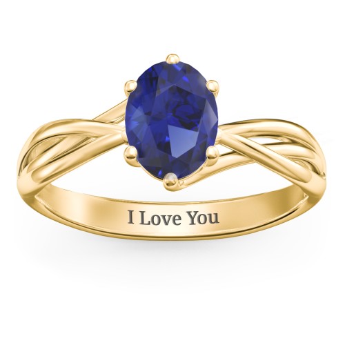 Passion Twist Ring – 18K Gold Plated Silver with Blue Sapphire