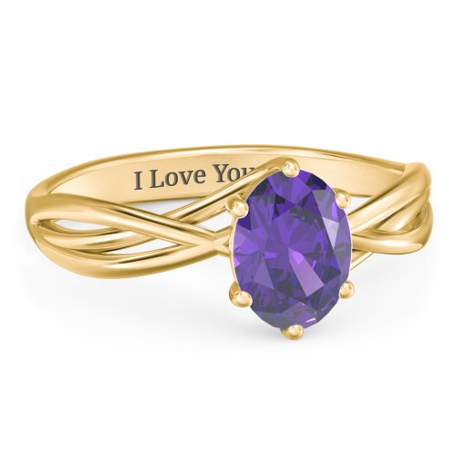 Passion Twist Ring – 18K Gold Plated Silver with Amethyst