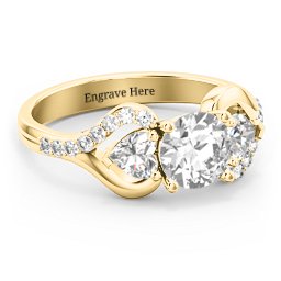 Hearts United Gemstone Ring with Accents