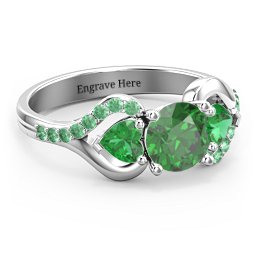 Hearts United Gemstone Ring with Accents