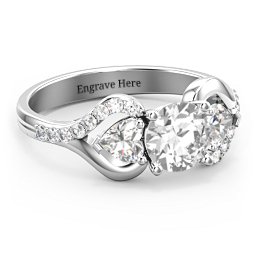 Hearts United Gemstone Ring with Accents